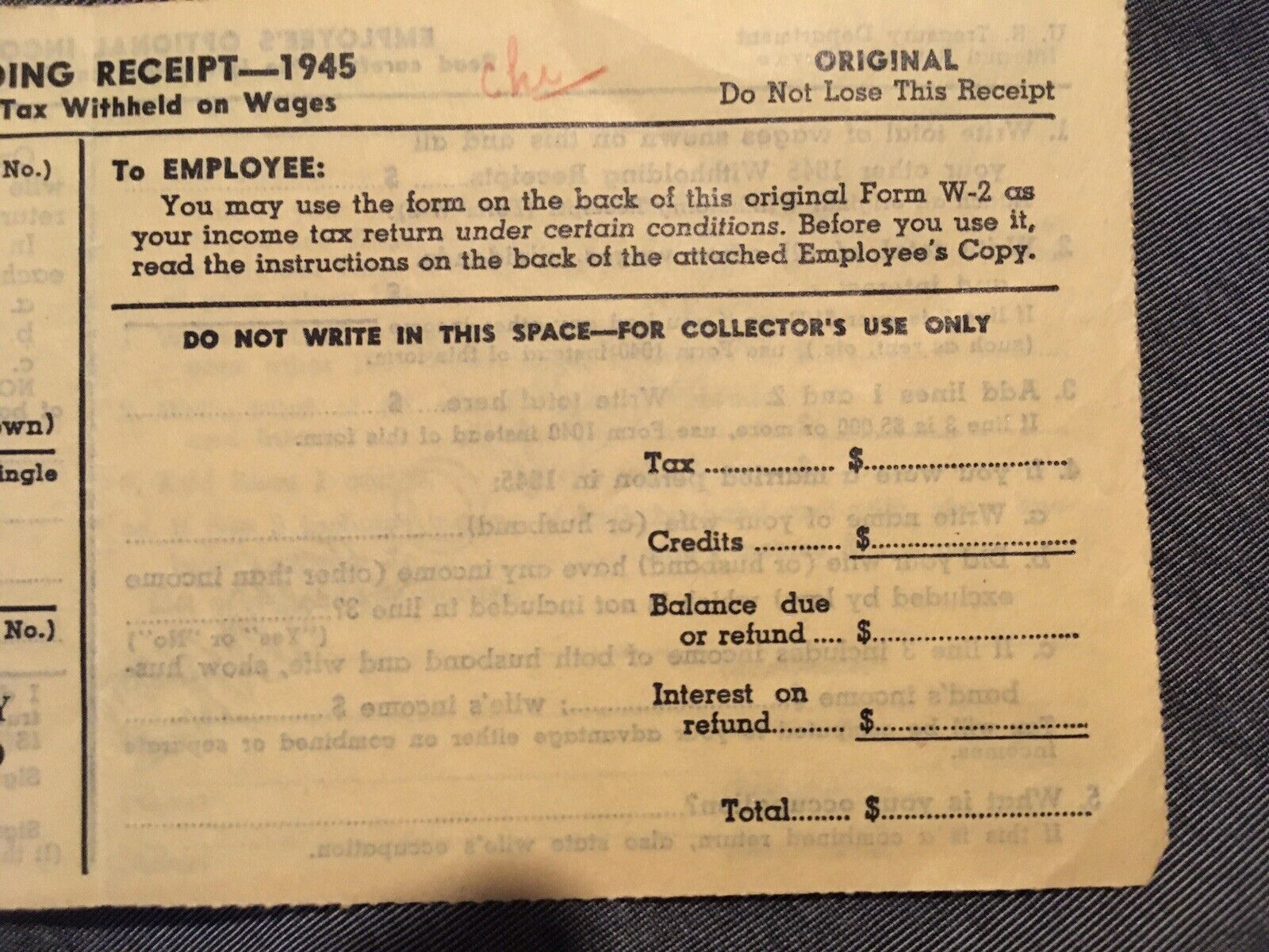 1945 Income Tax Withholding Receipt W2 Form Income Tax Return in Aldi W2 Former Employee