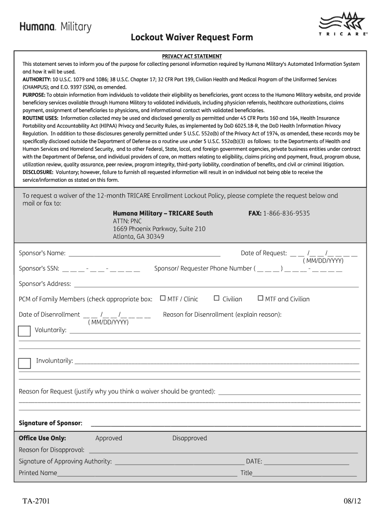 2007 Form Tricare Ta-2701 Fill Online, Printable, Fillable, Blank in Humana Former Employee W2