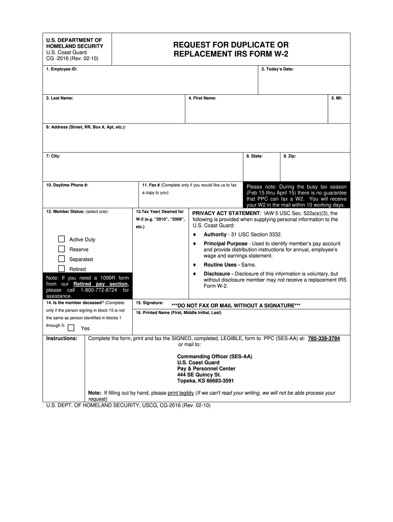 2010 Form Uscg Cg- Fill Online, Printable, Fillable, Blank - Pdffiller with regard to W2 Form Usc