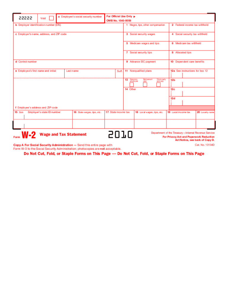 2010 W2 Form: Fill Out &amp;amp; Sign Online | Dochub within Dunkin Donuts W2 Former Employee