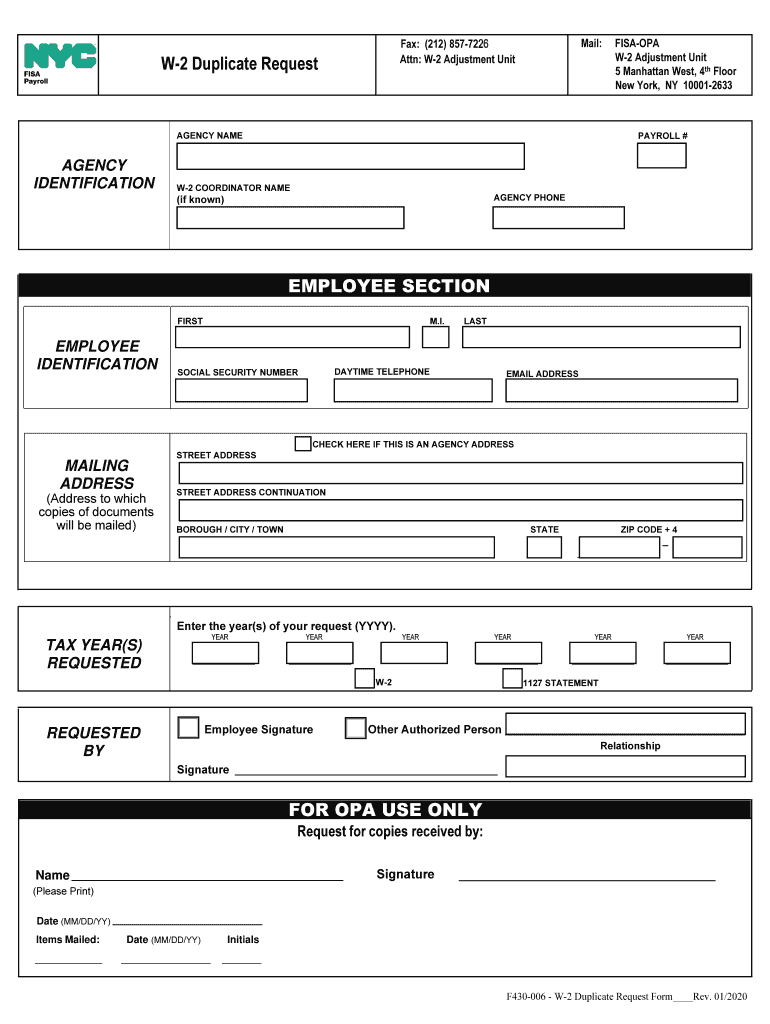 2020-2024 Ny W-2 Duplicate/ Correction Request Form Fill Online regarding New York W2 Form