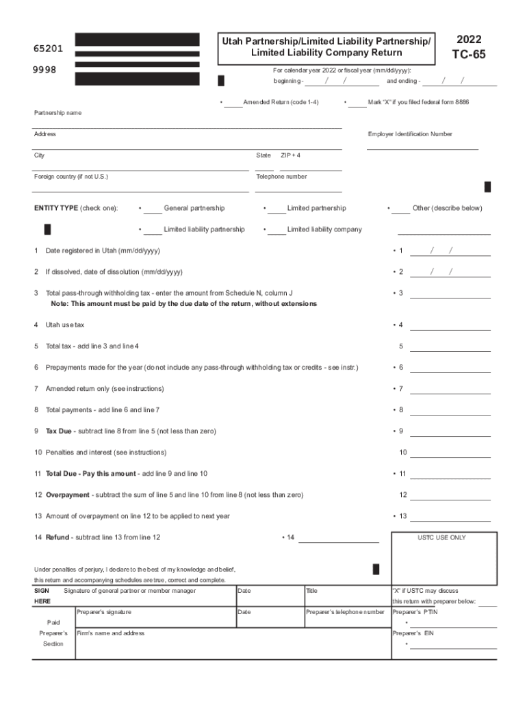 2022-2024 Form Ut Tc-65 Fill Online, Printable, Fillable, Blank throughout Cracker Barrel W2 2022 Former Employee