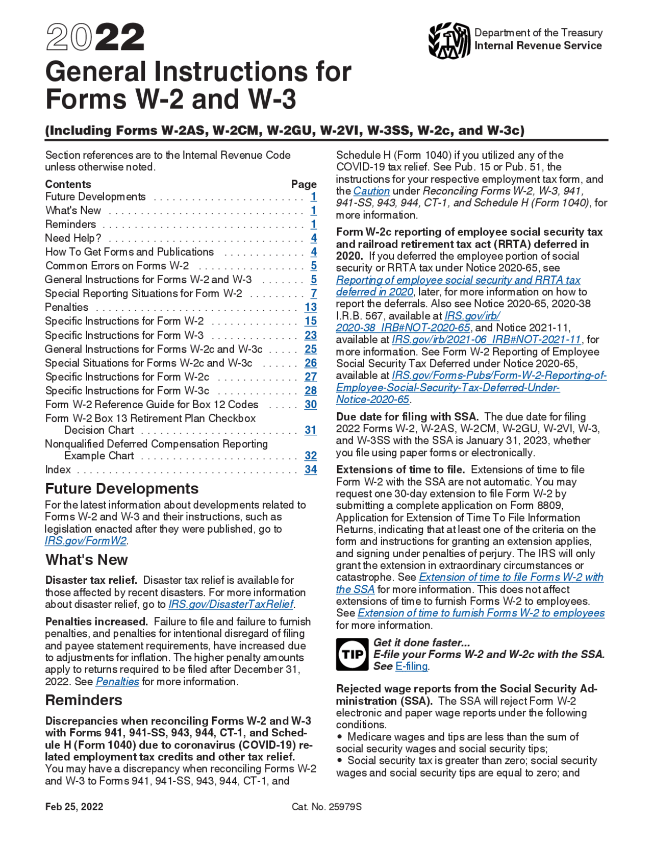 2022 General Instructions For Forms W-2 And W-3 | Lecture Notes pertaining to W2 Form Instructions 2022