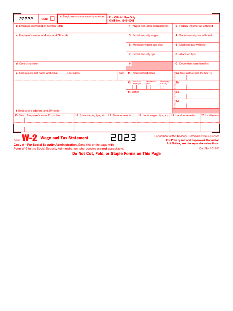 2023 Form Irs W-2 Fill Online, Printable, Fillable, Blank - Pdffiller inside Fillable W2 Form 2023