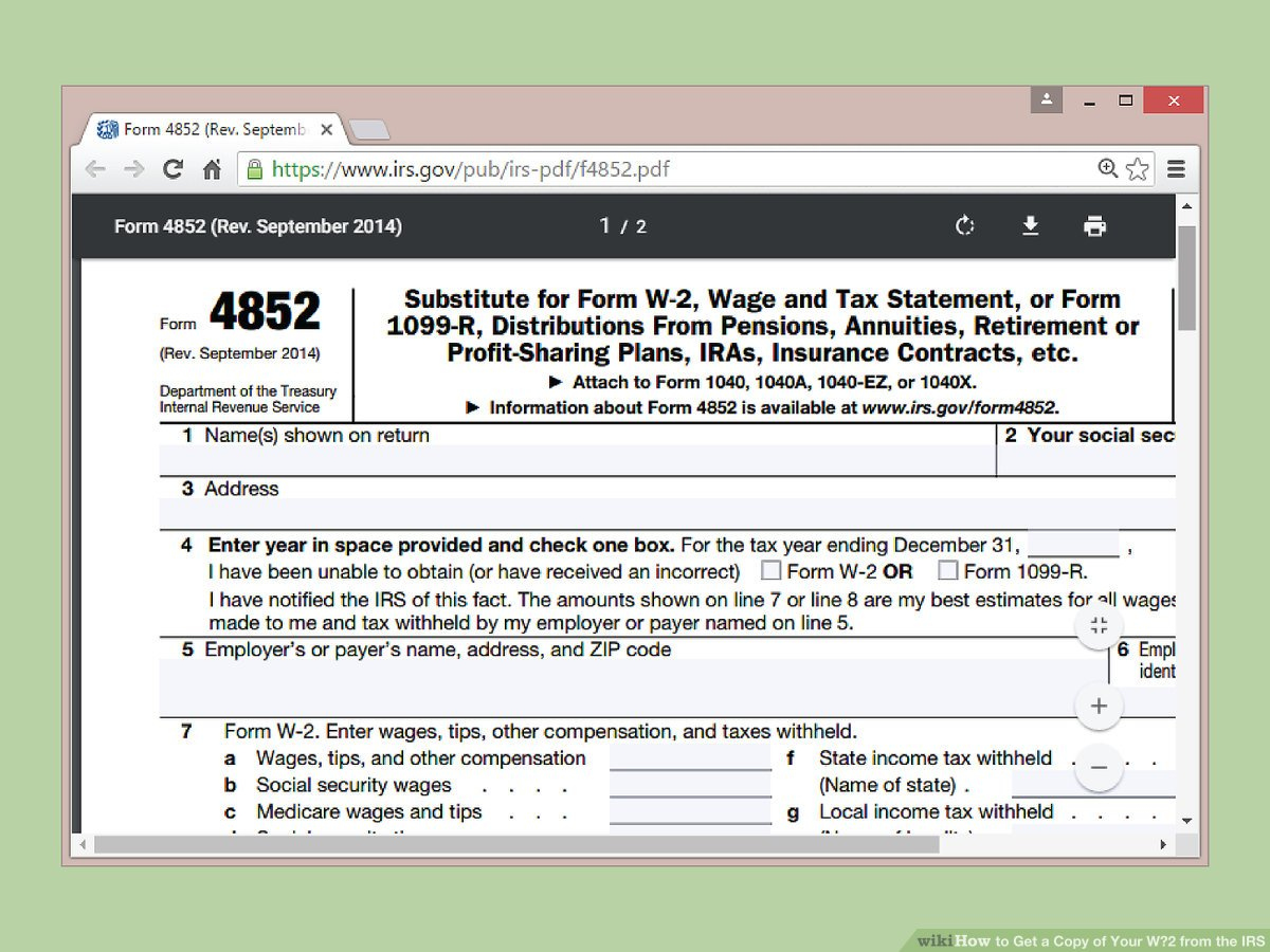 3 Ways To Get A Copy Of Your W‐2 From The Irs - Wikihow intended for How To Find My Old W2 Forms