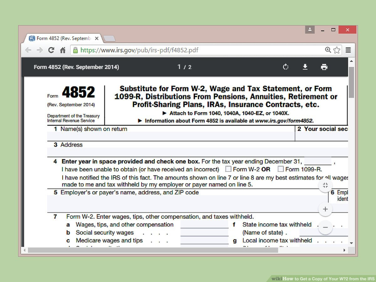 3 Ways To Get A Copy Of Your W‐2 From The Irs - Wikihow with regard to How To Get A Copy Of An Old W2 Form