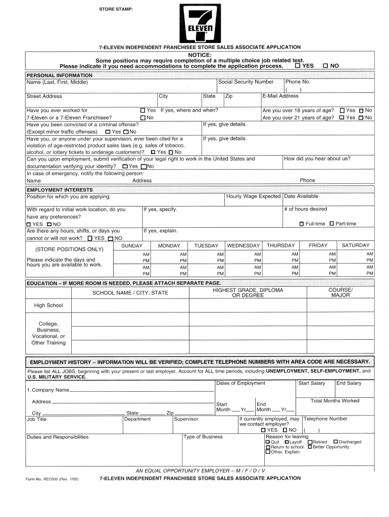7 Eleven Application: Fill Out &amp; Sign Online | Dochub for 7 Eleven W2 Former Employee