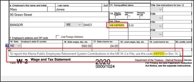 Adjusting W-2 State/Locality Entries (Das) pertaining to W2 Form Codes Box 14