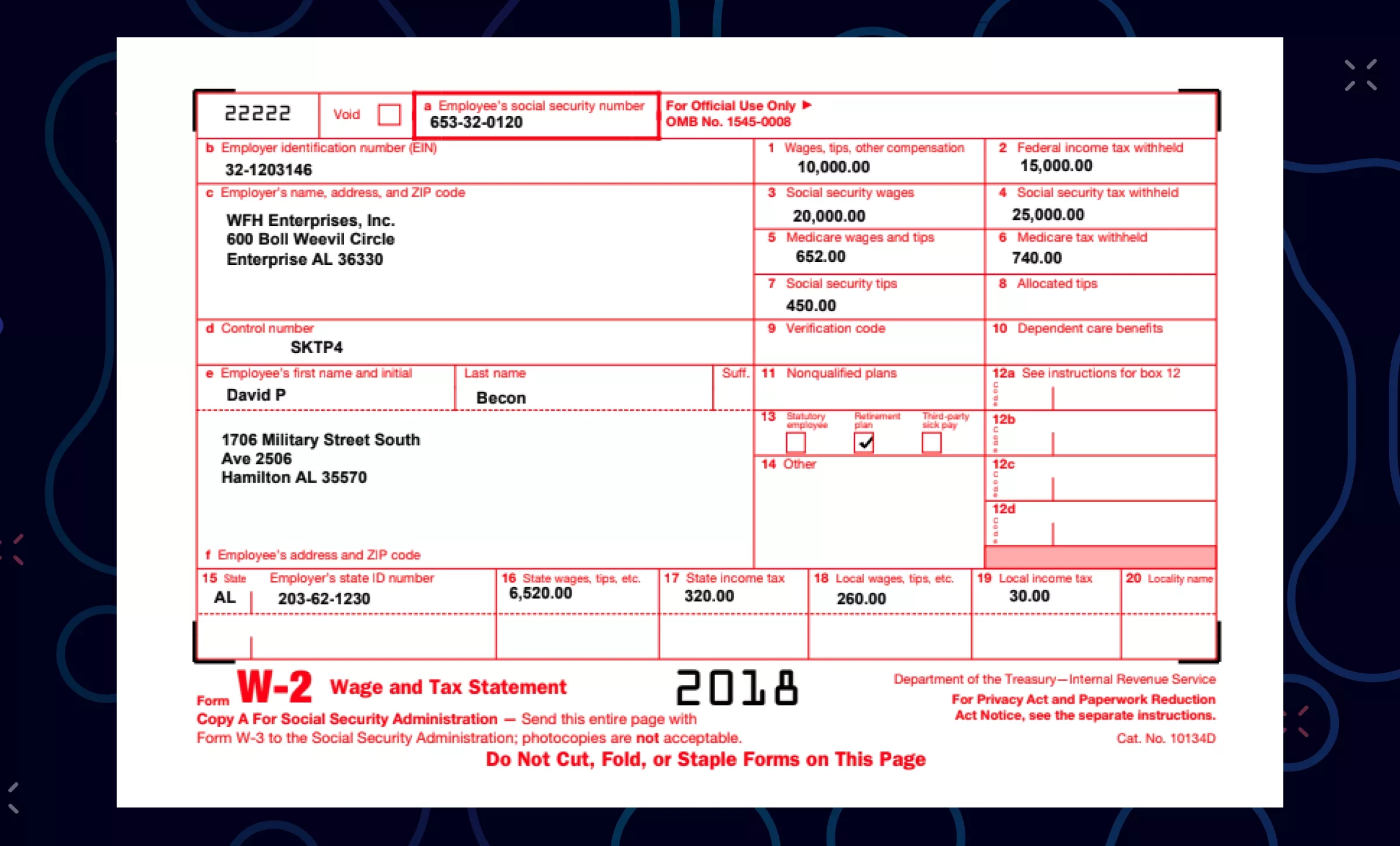 Automated W2 Form Processing - Intelligent Data for Gap Inc W2 Former Employee