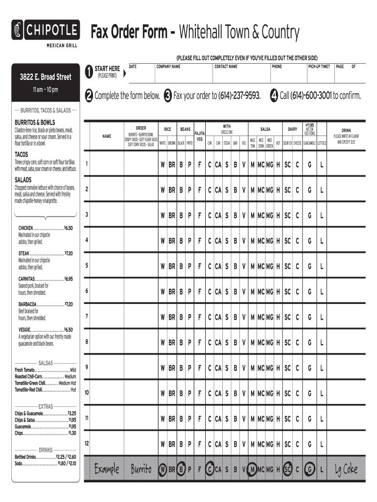 Chipotle Order Form - Fill Online, Printable, Fillable, Blank within Chipotle W2 Form