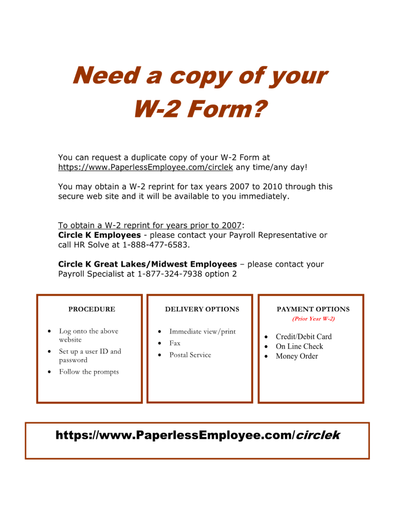 Circle K W2 Former Employee - Fill Online, Printable, Fillable pertaining to Circle K W2 Forms