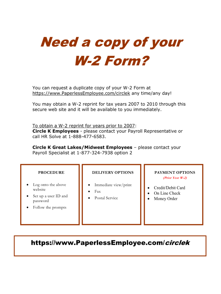 Circle K W2 Former Employee: Fill Out &amp; Sign Online | Dochub for Circle K Former Employee W2