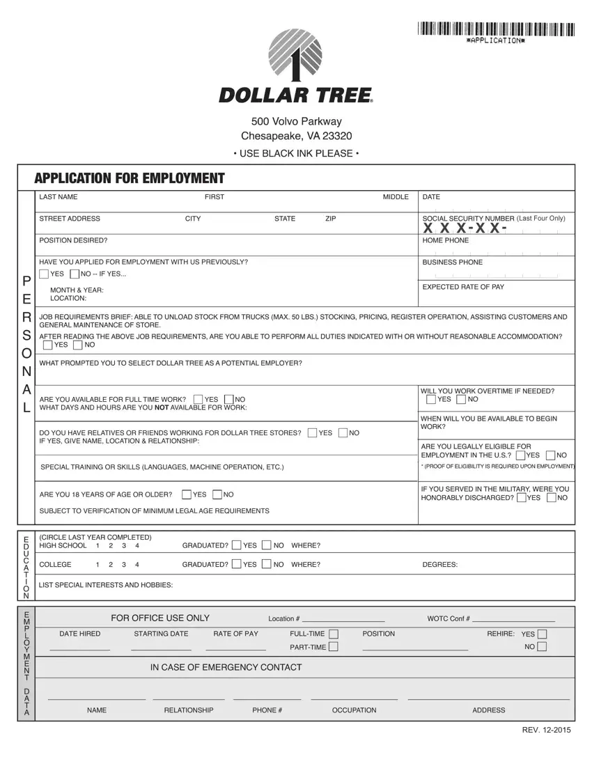 Dollar Tree Printable Application Pdf Form - Formspal inside Dollar Tree W2 Forms