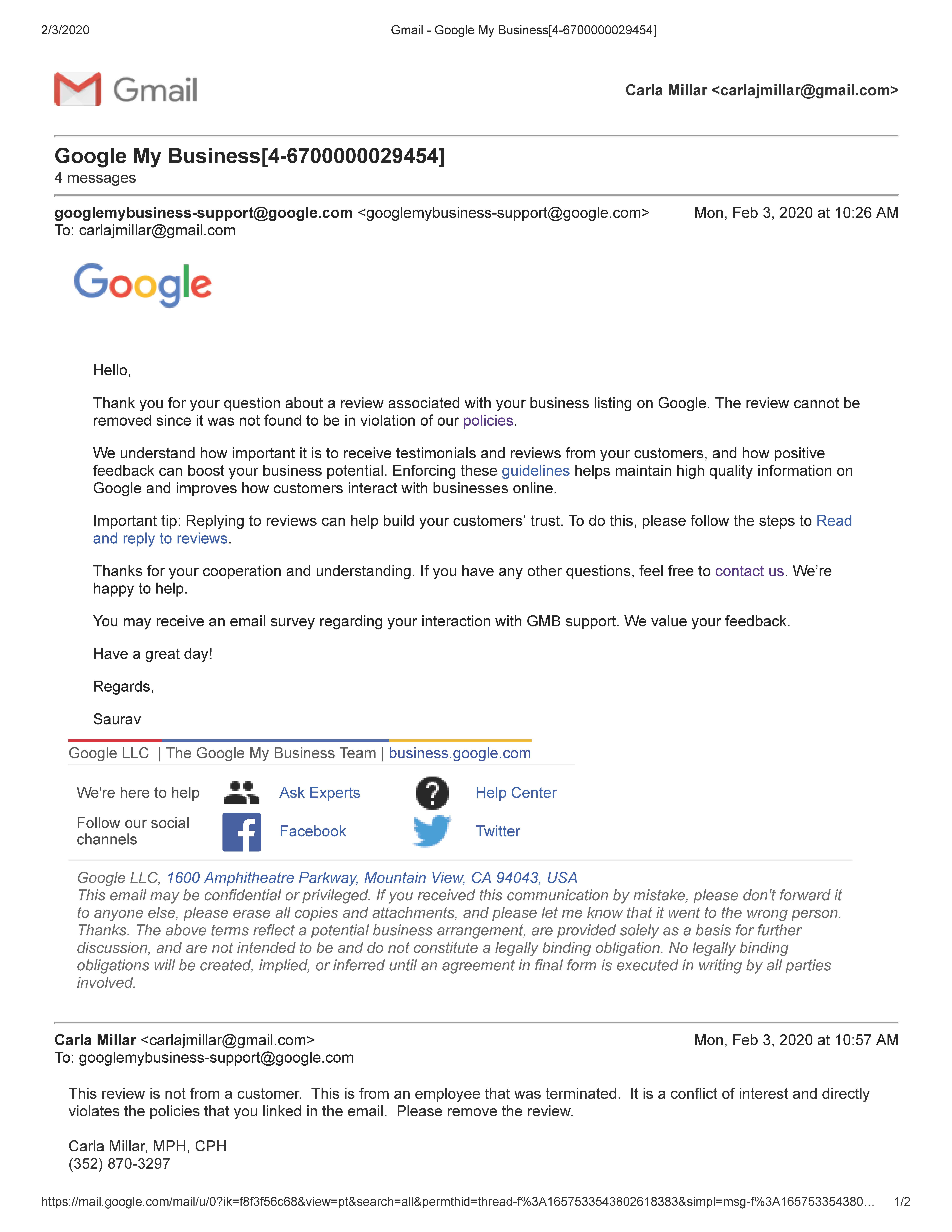 Ex-Employee Posted Review - Google Business Profile Community for Google W2 Former Employee