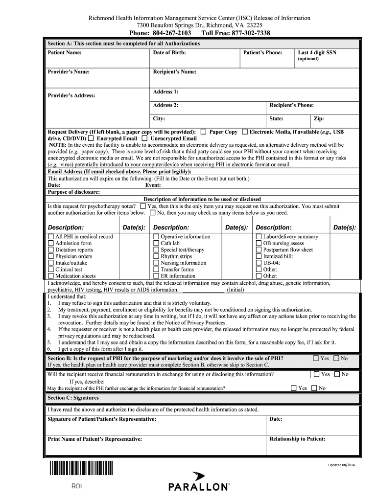 Fillable Online Hca Medical Records Release Form - Hca Midwest for Hca W2 Forms