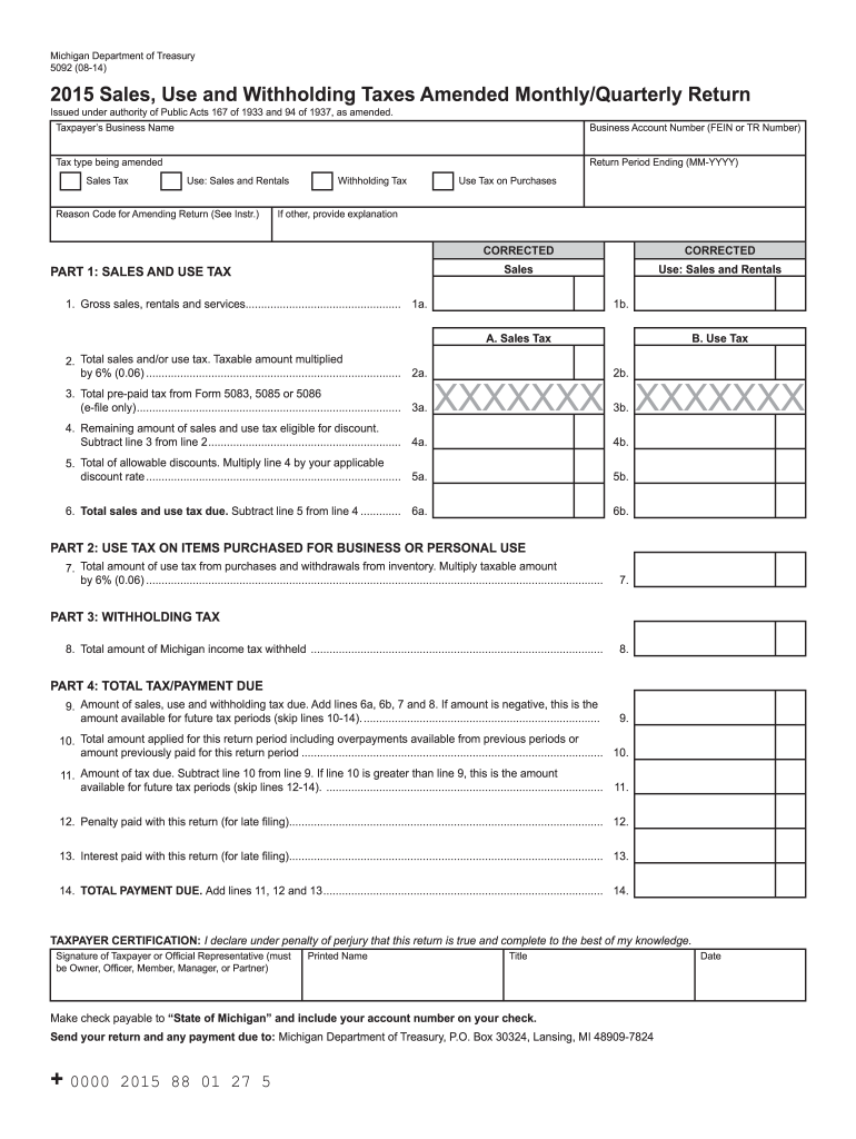 Form 5092 Michigan 2023 - Fill Online, Printable, Fillable, Blank in Michigan W2 Form 2023