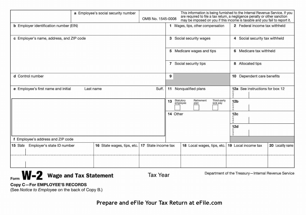 Form W-2, Wage And Tax Statement For Hourly &amp;amp; Salary Workers in 2021 W2 Form Pdf