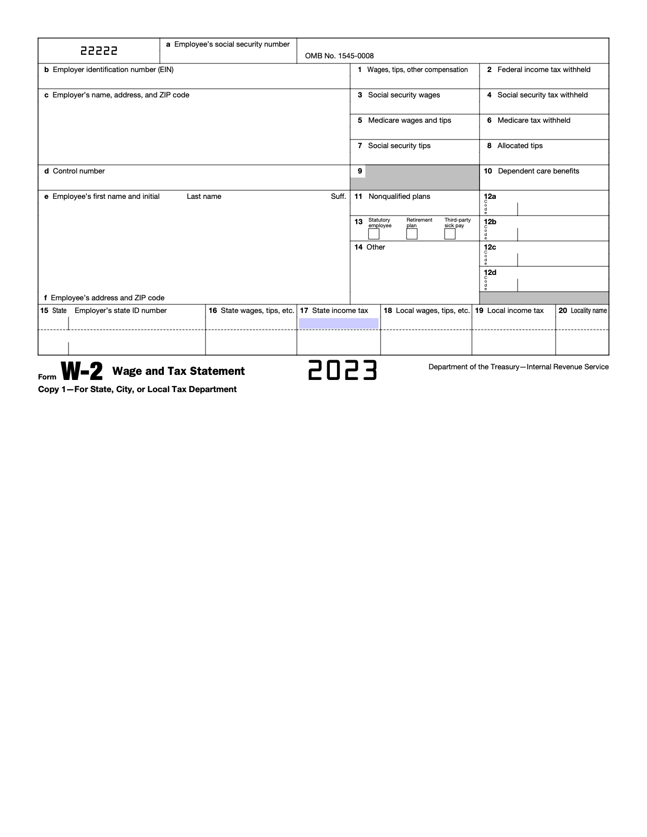 Free Irs Form W-2 | Wage And Tax Statement - Pdf – Eforms for Ups W2 Form