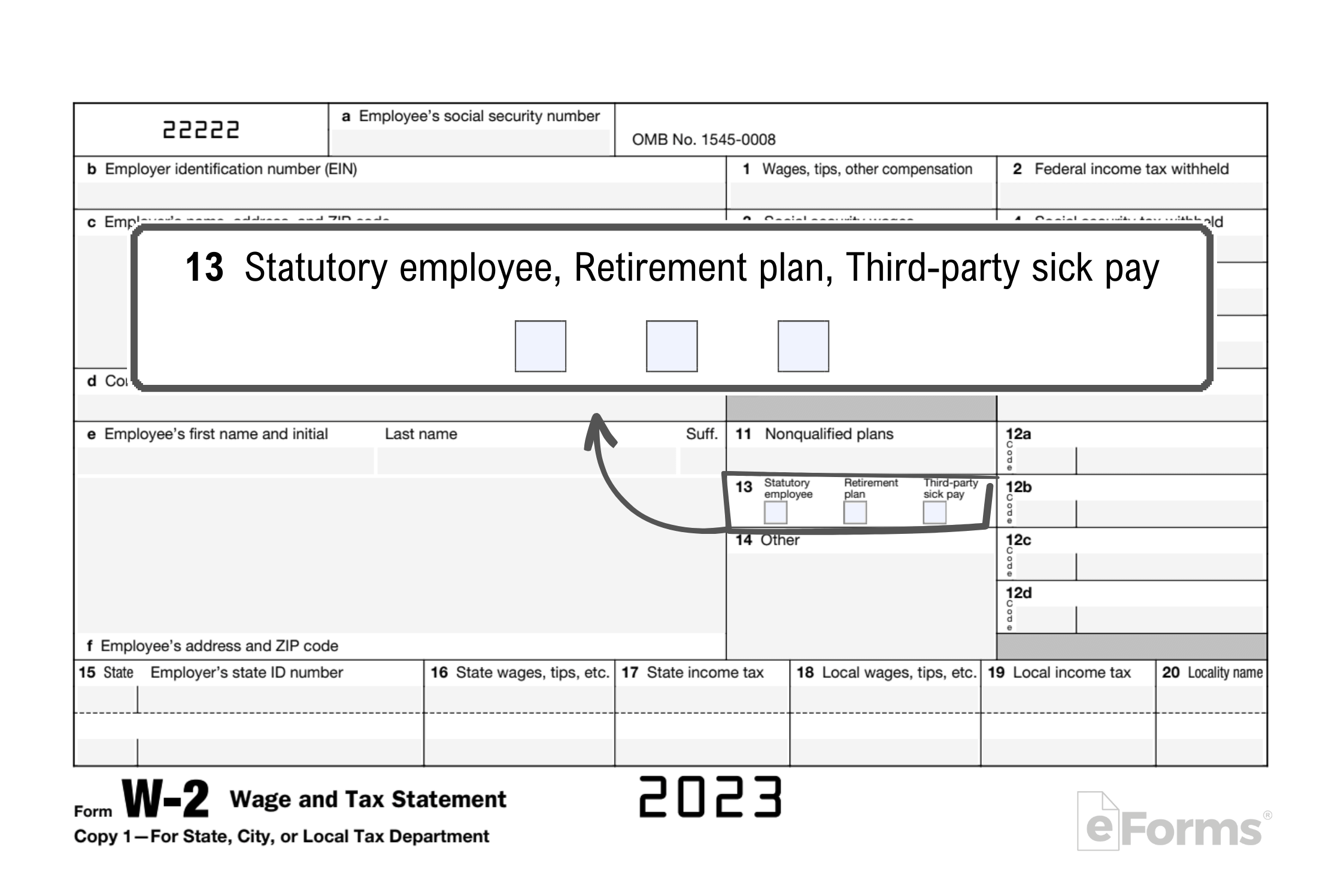 Free Irs Form W-2 | Wage And Tax Statement - Pdf – Eforms with W2 Form Line 13