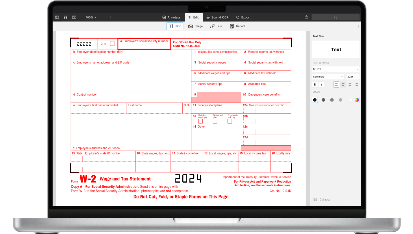 How To Fill Out Irs W2 Form Pdf 2023-2024 | Pdf Expert inside Irs W2 Form Instructions