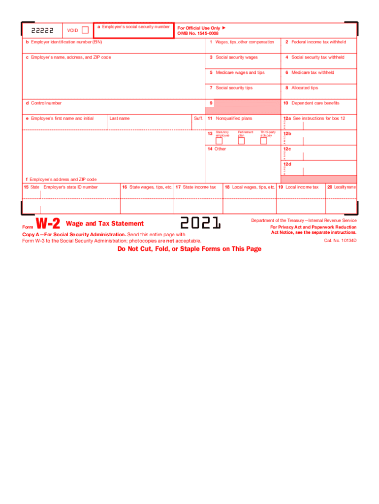 Irs Form W 2 2021 Fillable: Fill Out &amp; Sign Online | Dochub for 2021 W2 Forms