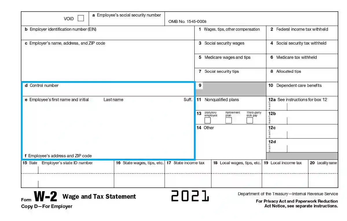 Irs Form W-2 ≡ Fill Out Printable Pdf Forms Online throughout W2 Form 2021