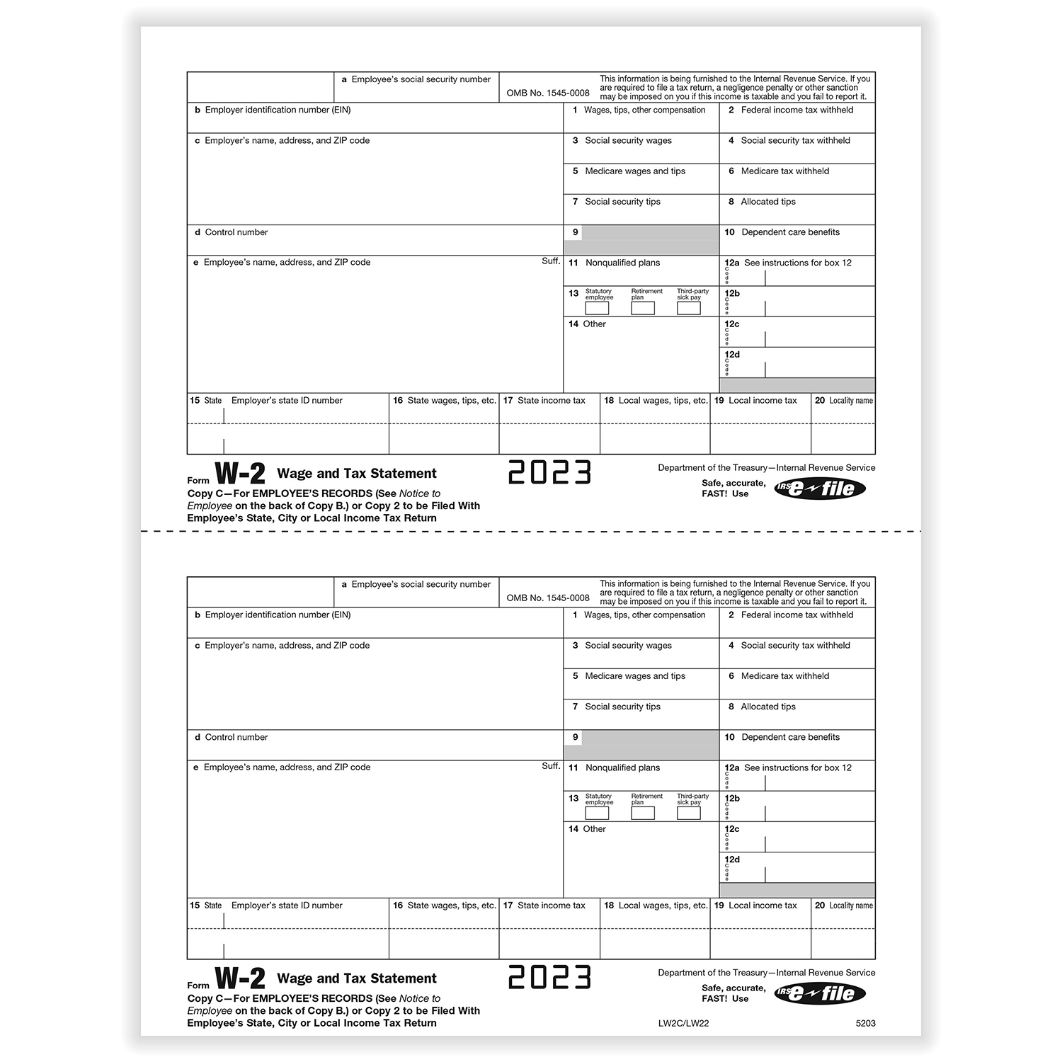 Irs W2 Form | W-2 Copy C ​ | Formstax pertaining to Printing W2 Forms For Employees