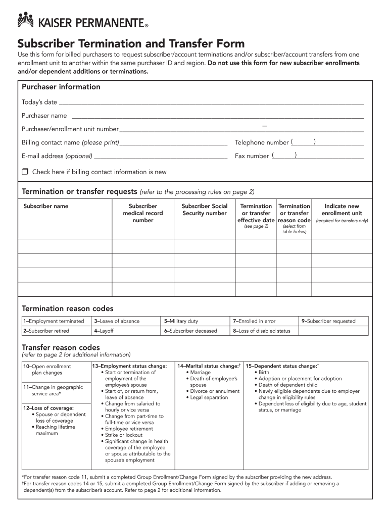 Kaiser Employee Transfer Request: Fill Out &amp;amp; Sign Online | Dochub for Kaiser Permanente W2 Former Employee