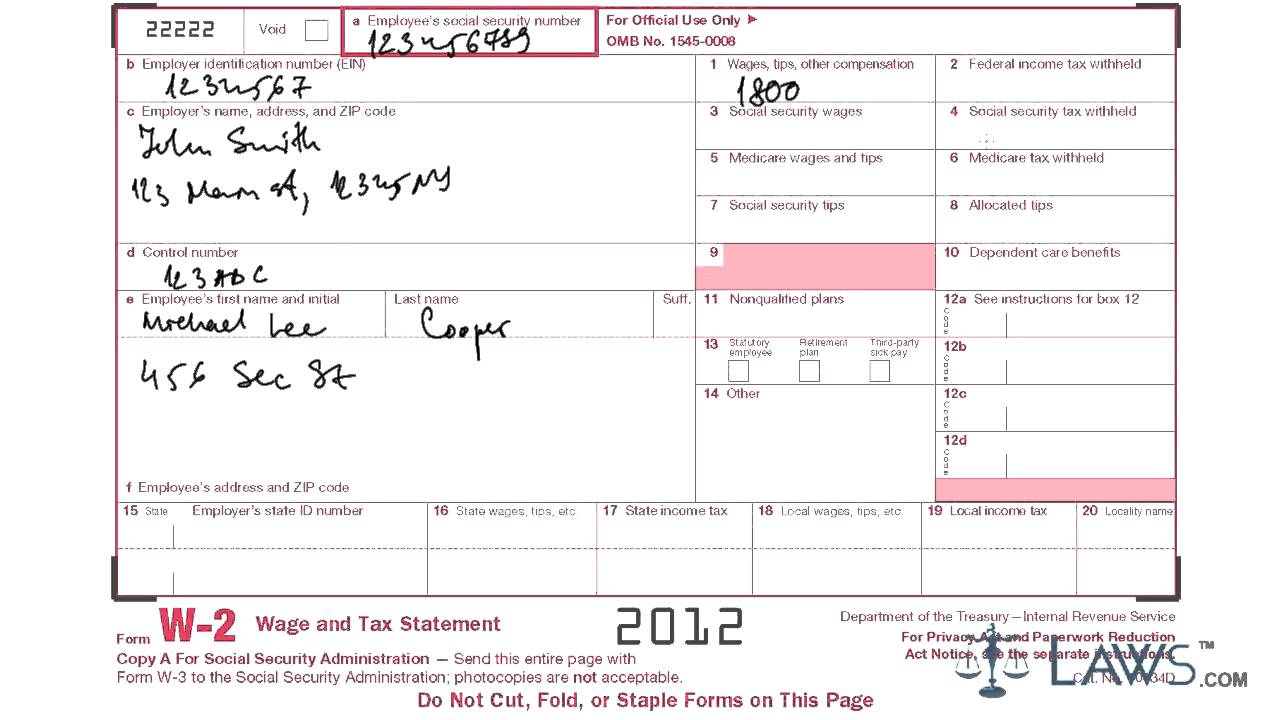 Learn How To Fill W 2 Tax Form intended for How To Fill Out A W2 Form