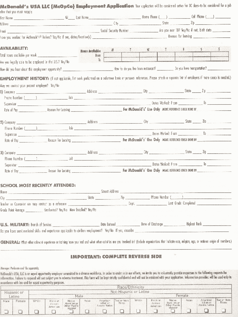 Mcdonald&amp;#039;S Application Pdf - Fill Online, Printable, Fillable with Mcdonalds W2 Form