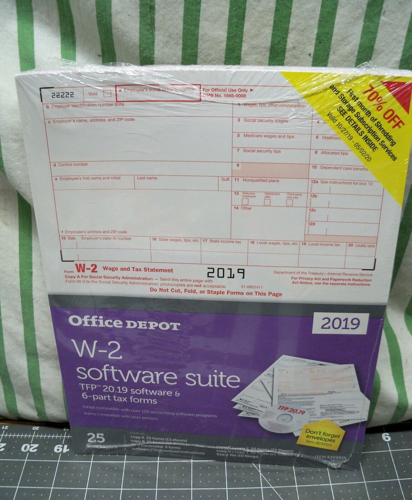 Office Depot W-2 Software Suite 2019 2-Up, 6-Part 25 Pk Laser Tax inside Staples W2 Former Employee