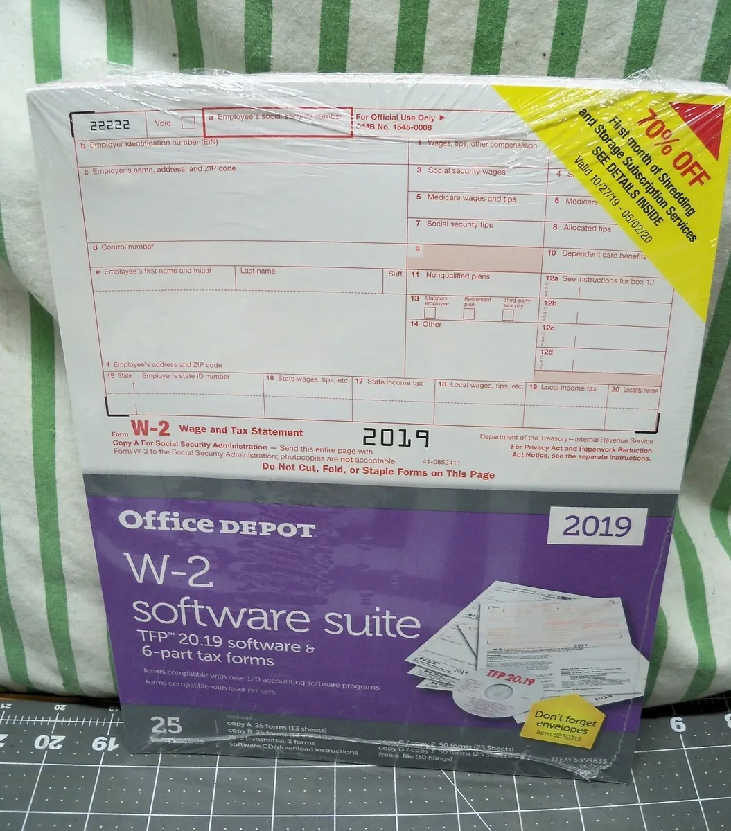 Office Depot W-2 Software Suite 2019 2-Up, 6-Part 25 Pk Laser Tax intended for Office Depot W2 Forms