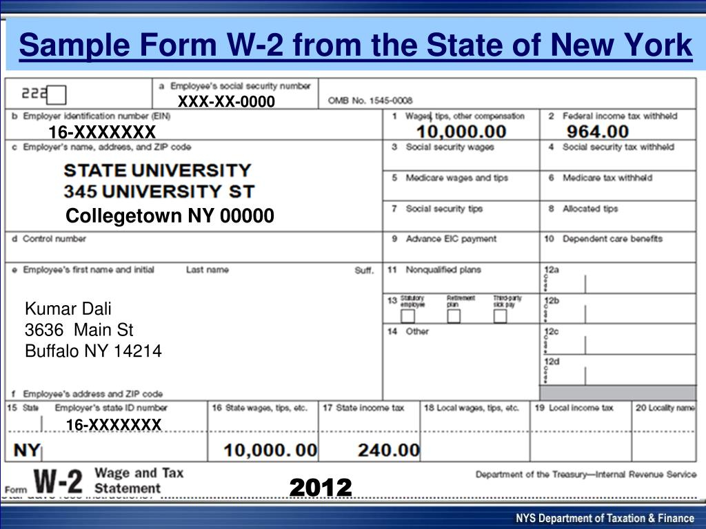 Ppt - New York State Department Of Taxation And Finance Powerpoint within W2 Form Nyc