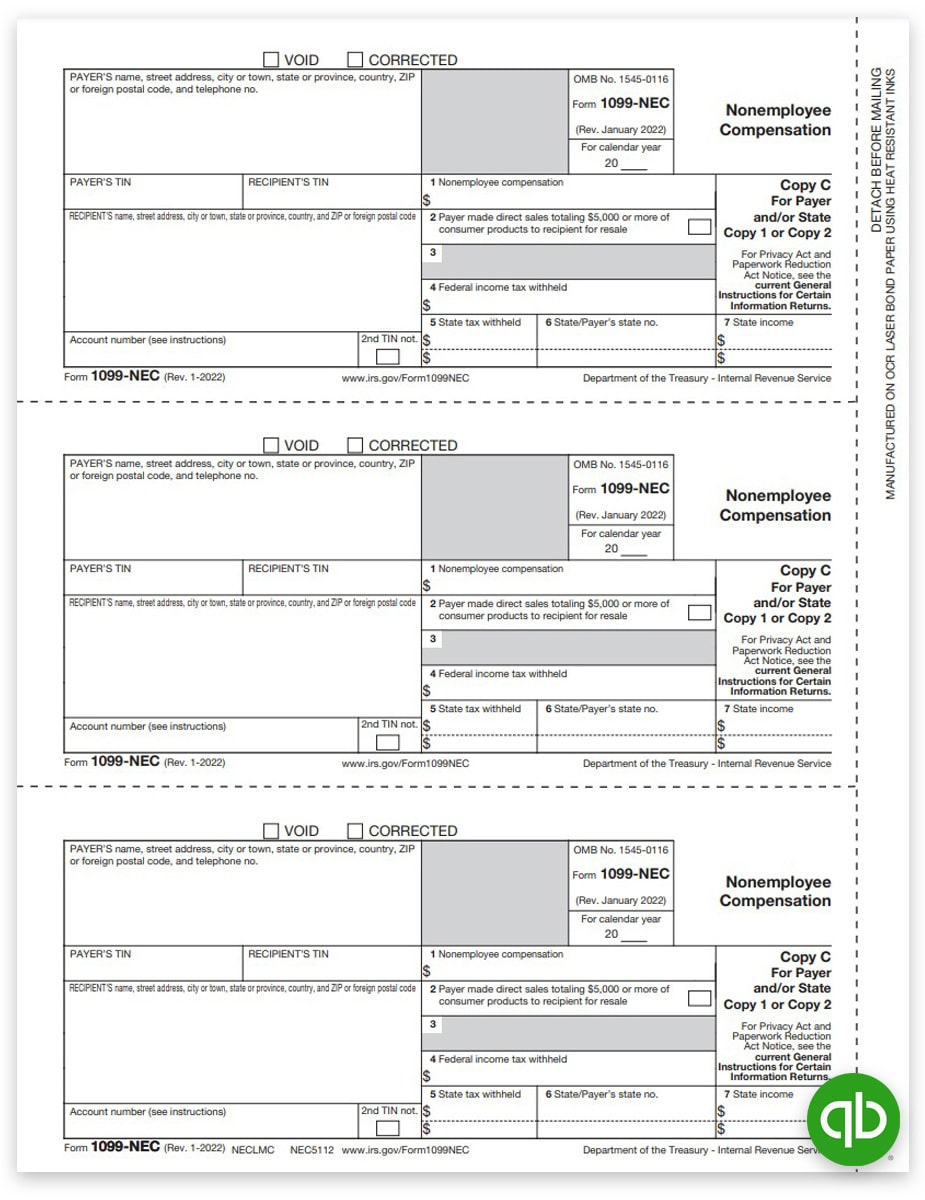 Quickbooks 1099-Nec Form, State-File Copy C - Discounttaxforms regarding Quickbooks W2 And 1099 Forms