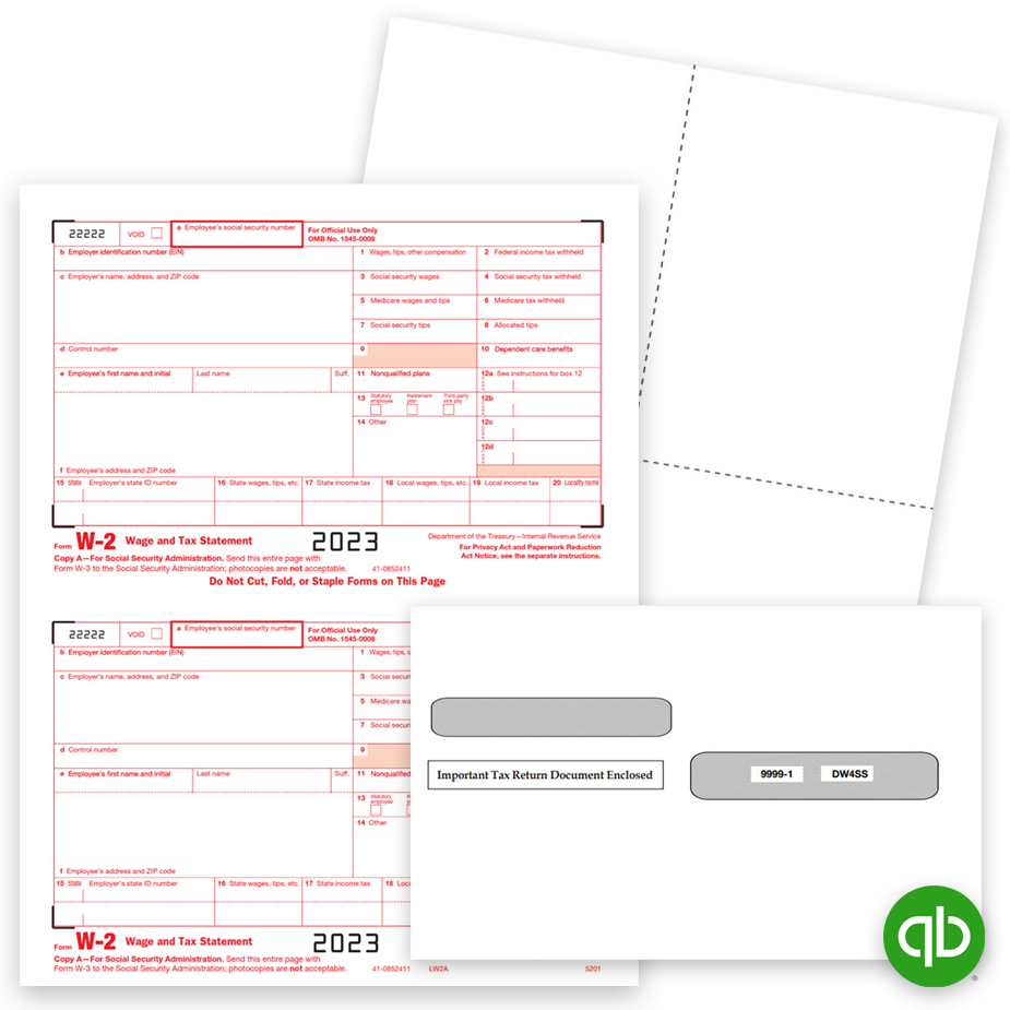 Quickbooks Compatible W2 Forms &amp;amp; Envelopes - Discount Tax Forms in Quickbooks W2 And 1099 Forms