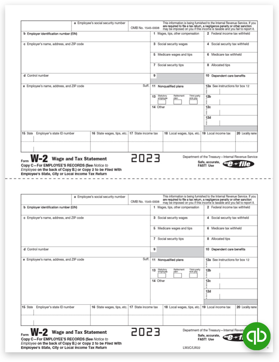 Quickbooks W2 Tax Form Copy C-2 For Employee - Discounttaxforms within 2020 W2 Form Pdf