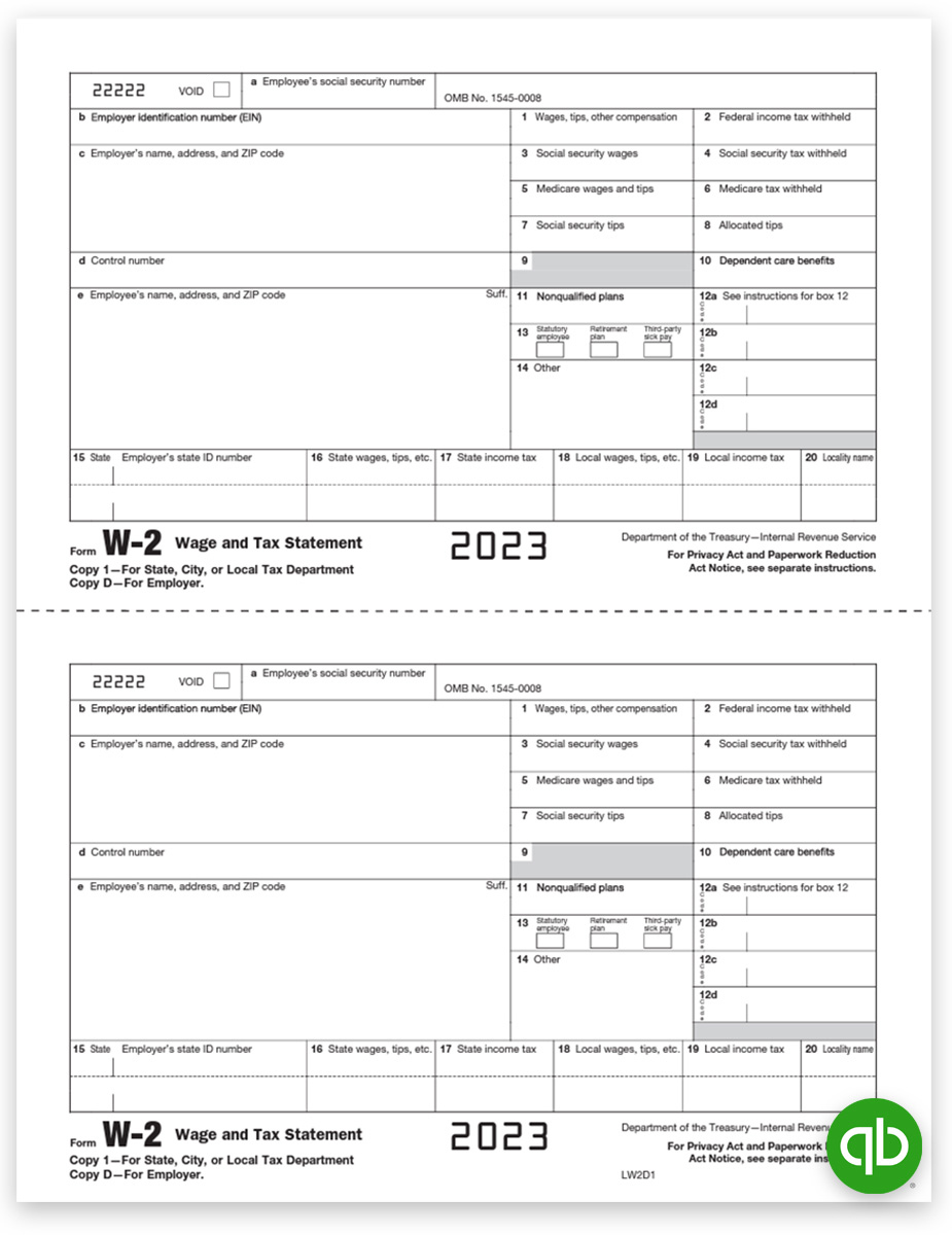 Quickbooks W2 Tax Forms Copy 1-D For Employers - Discount Tax Forms inside Print W2 Forms Quickbooks