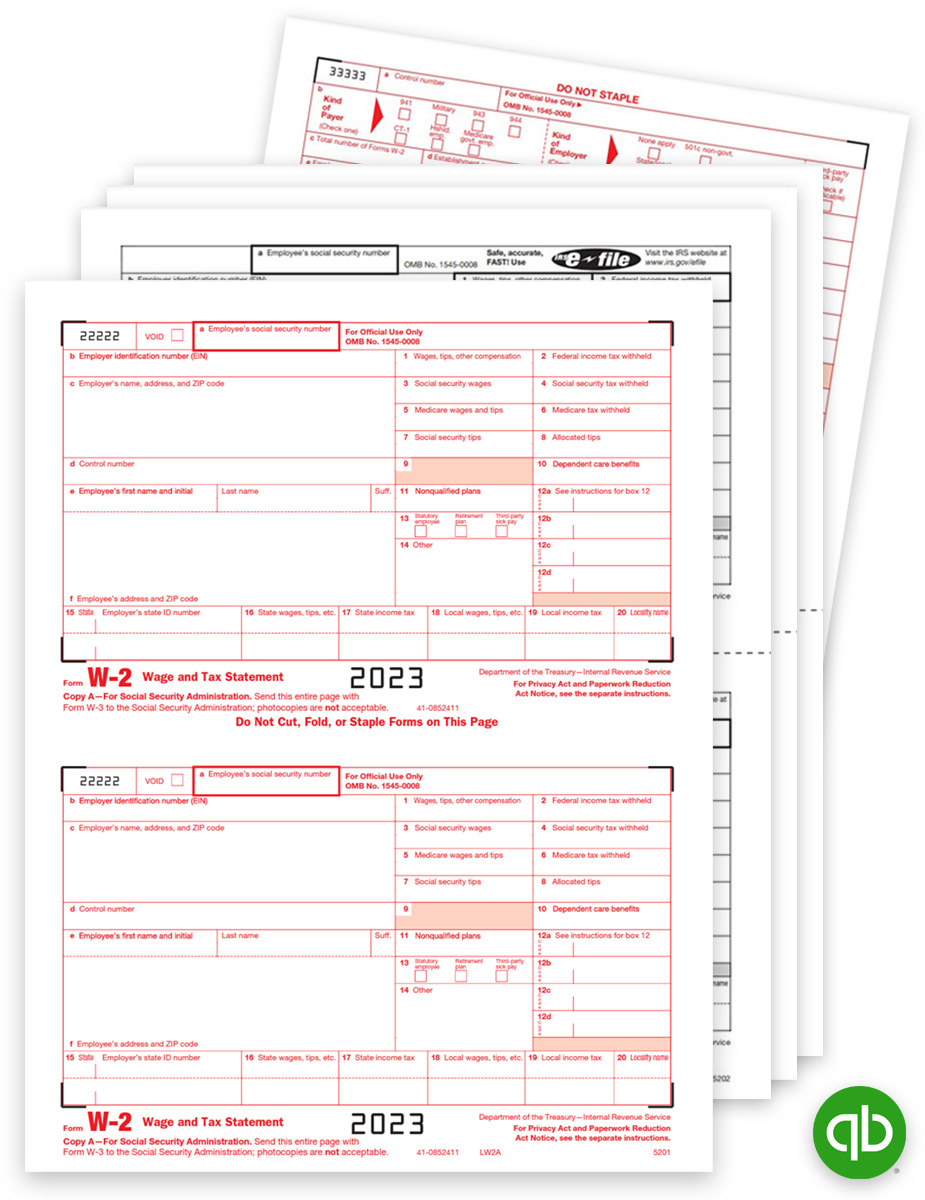 Quickbooks W2 Tax Forms Set, Official W-2 Forms - Discounttaxforms intended for Quickbooks W2 Forms