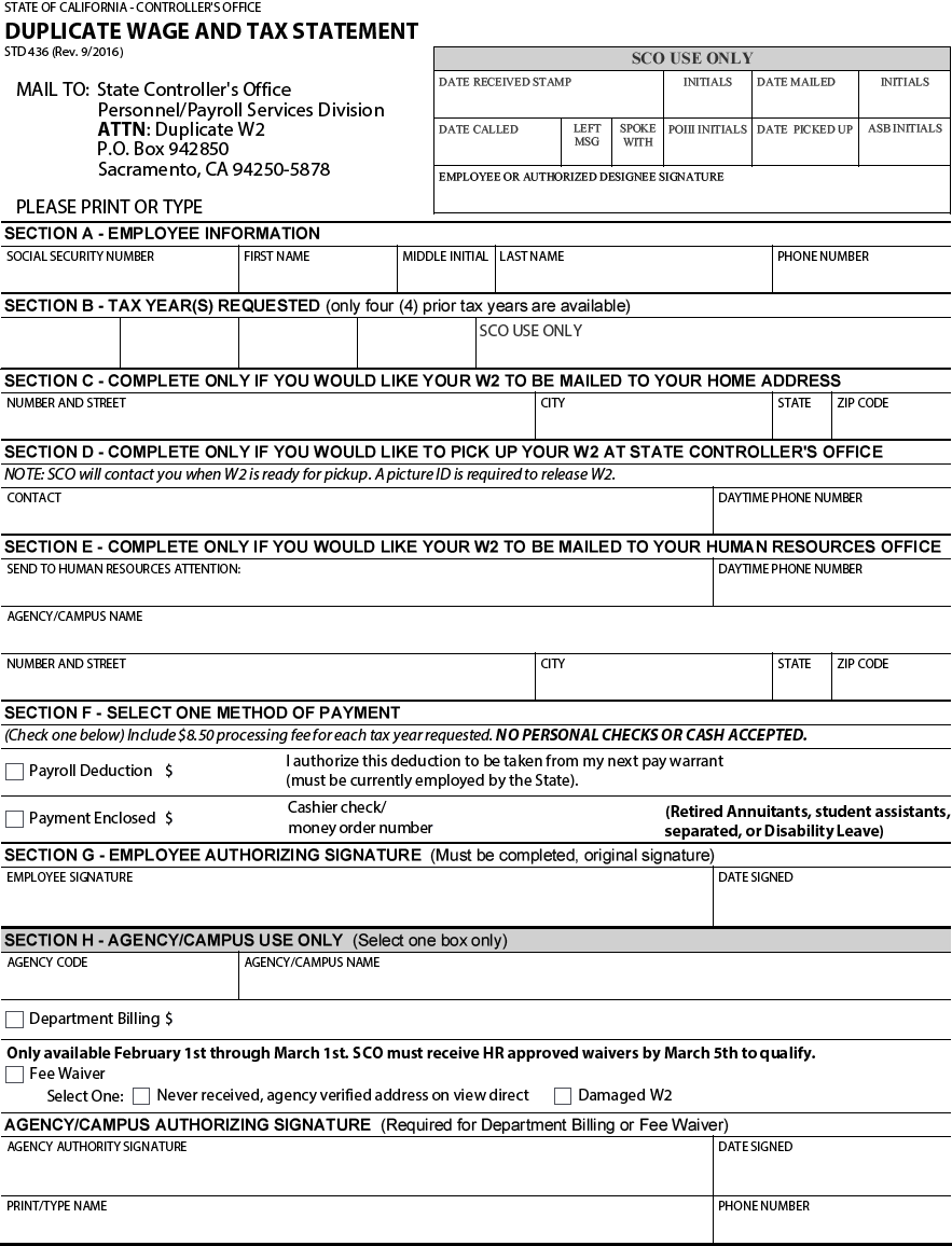 Request A Duplicate Form W-2, Wage And Tax Statement intended for Kaiser W2 Former Employee