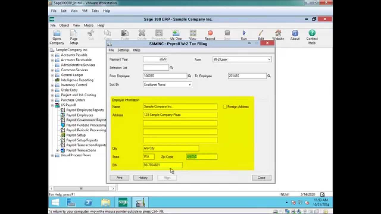 Sage 300 - How To Print W2 Tax Forms (Formerly Accpac) for Sage W2 Forms