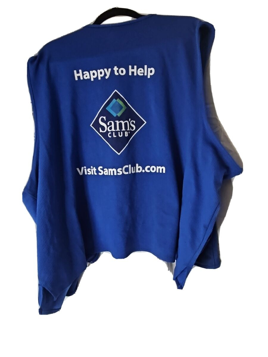 Sam Club Employee Uniform Vest Adult 4Xl Blue Pockets Work Polyester Happy  Xxxxl within How To Get W2 From Sam'S Club Former Employee