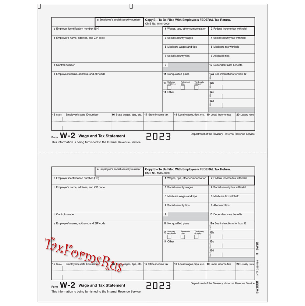 Stichting Nidos | 2023 Irs Tax Forms Kit:: W-2 Wage Stmts 6-Pt for 2023 Federal W2 Form