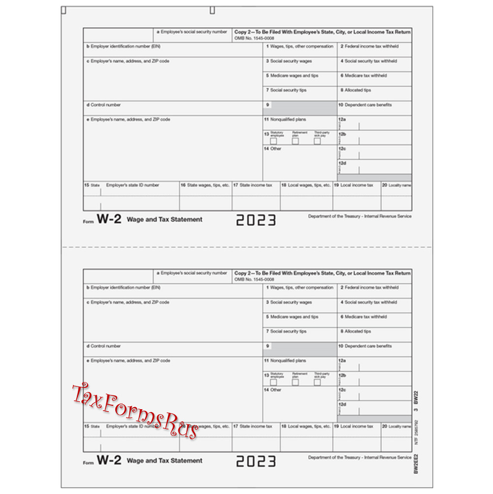 Stichting Nidos | 2023 Irs Tax Forms Kit:: W-2 Wage Stmts 6-Pt inside 2023 Form W2