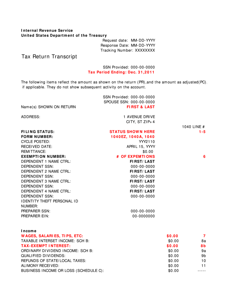 Tax Return Transcript Example - Fill Online, Printable, Fillable with W2 Form Transcript
