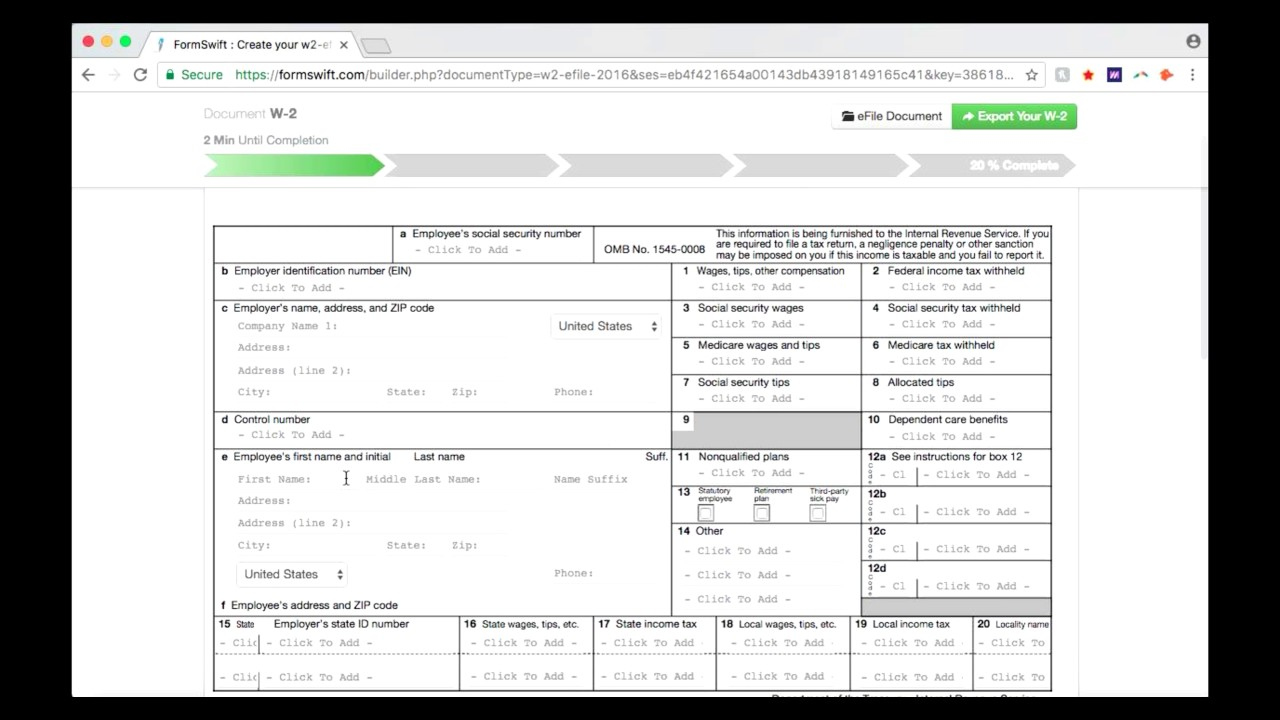 W-2 Form: Create Your W-2 Tax Form Online With Formswift - Youtube inside How Do I Create A W2 Form