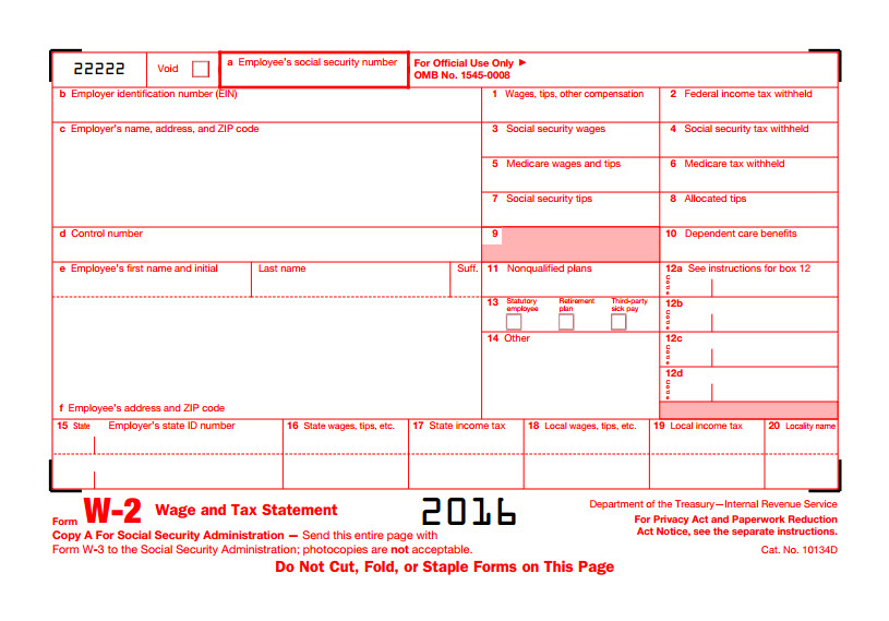 W-2 Form: W-2 Tax Forms, Wage And Tax Statements For Businesses intended for 2016 W2 Forms