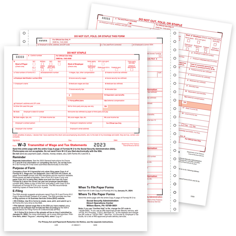 W-3 Transmittal Forms - Discount Tax Forms with regard to Order W2 W3 Forms