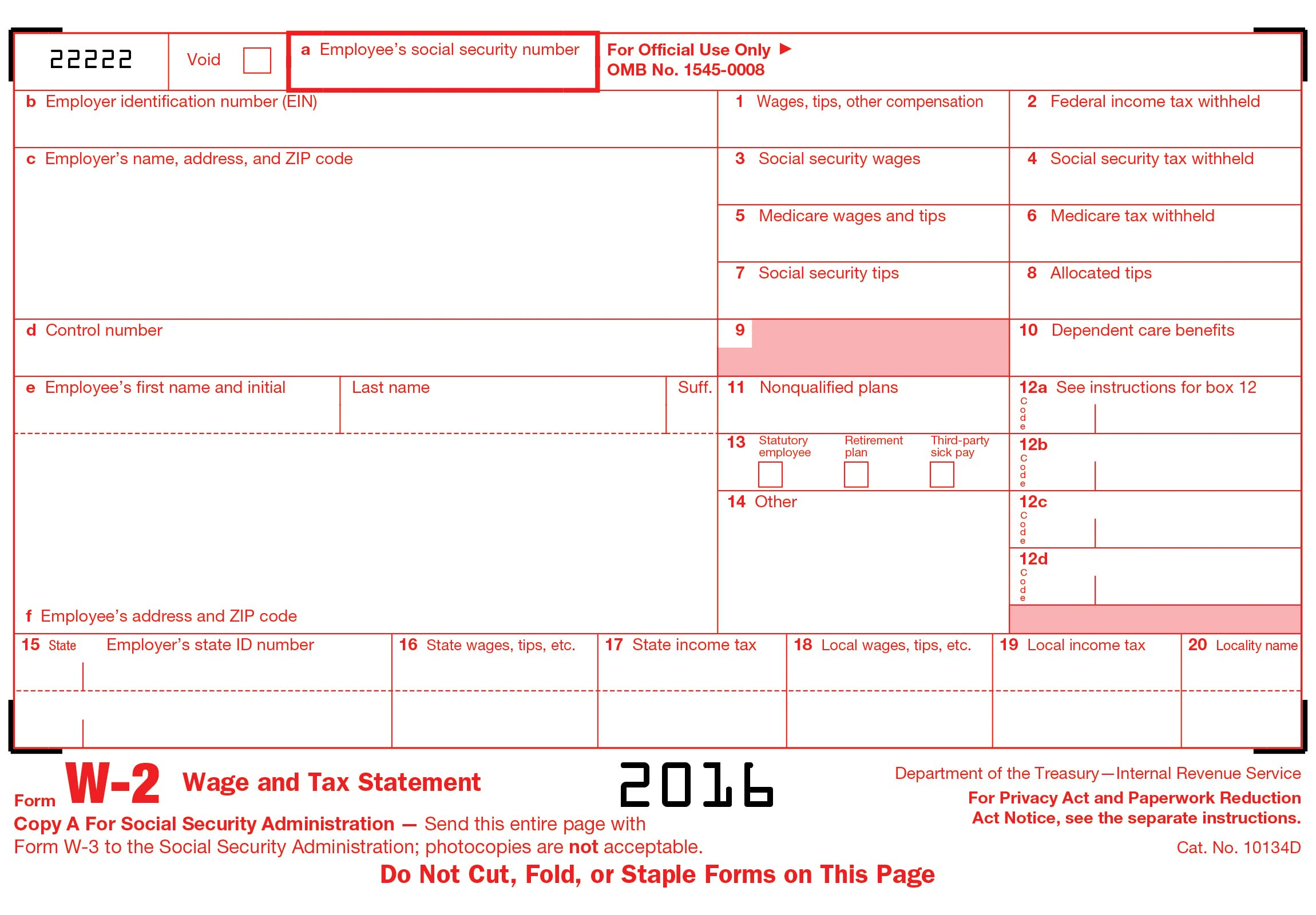 W2 Form 2016 Template | W2 Form Generator Online - Stubcheck within W2 Tax Form 2016