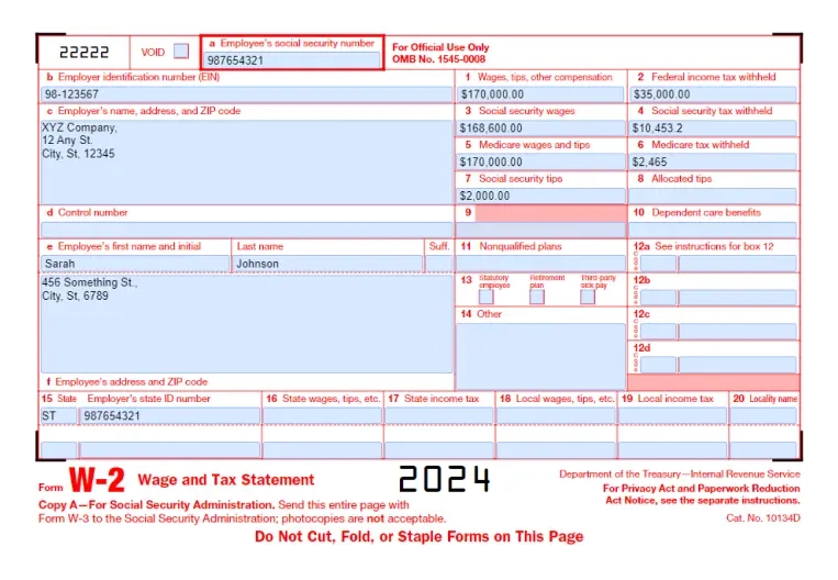 W2 Form 2024 Pdf: Printable Blank W-2 Template - Pdfliner throughout 2024 W2 Form