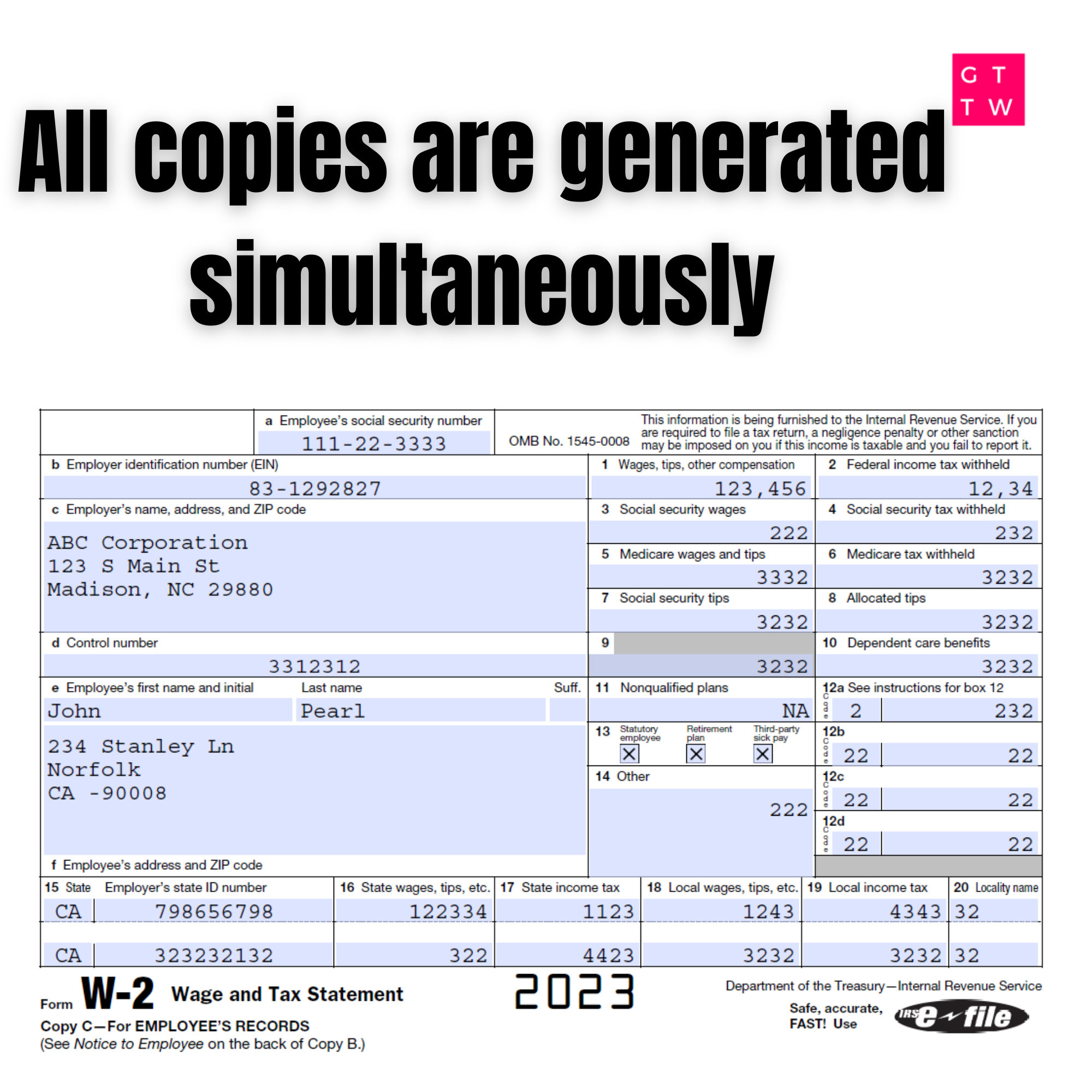 W2 Form Irs 2024/2023 Fillable Pdf With Print And Clear Buttons throughout W2 Form Pdf 2023